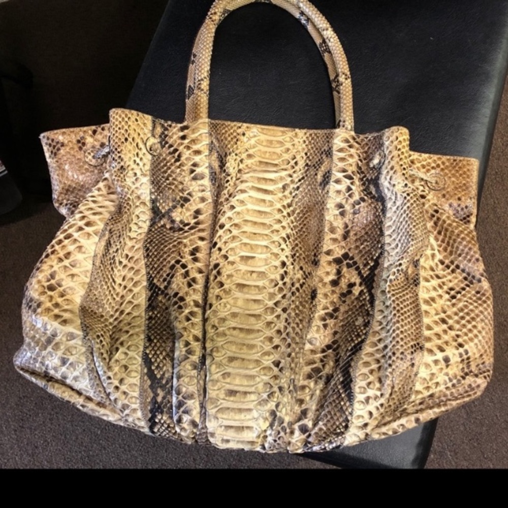💯 Authentic Carlos Falchi Genuine Python Bag tote
